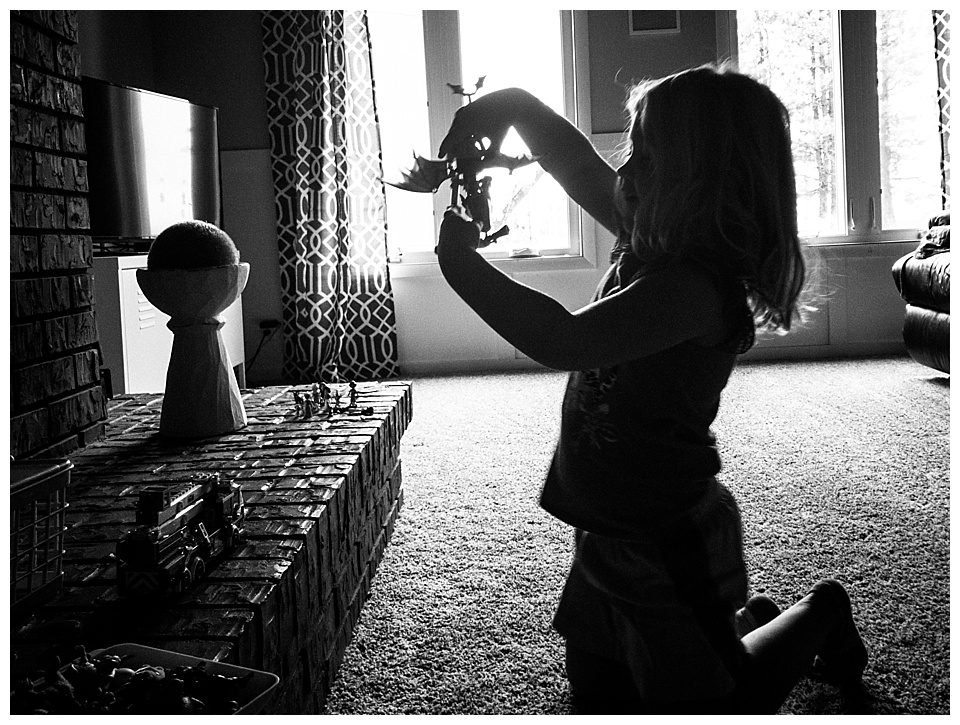 9:42 am // I love how she can play with little animals or dolls for hours. She makes up stories and acts out scenes (often related to real life events, so it's awesome to see things through her eyes). Today it's Lego dragons and princesses.