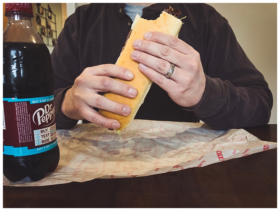 12:11 pm // Curtis' favorite lunch: Jimmy Johns and a Dr. Pepper.